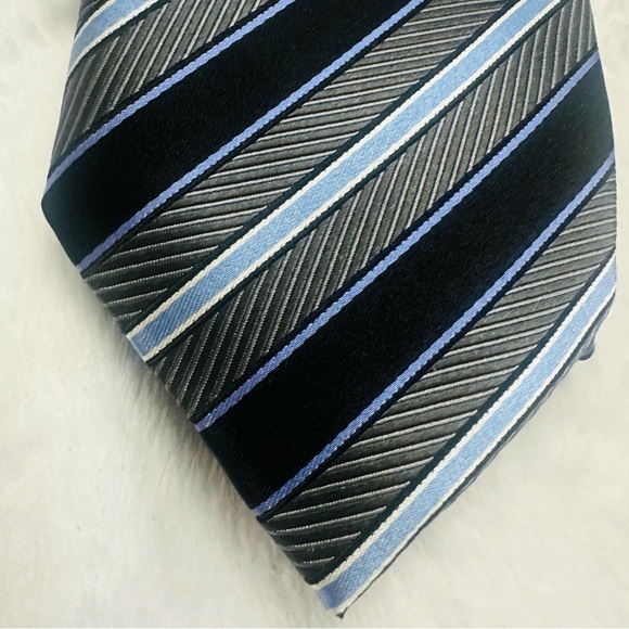 2 Designer Textured Silk Repp Ties Striped Classic Old Money Luxury Professional - Picture 3 of 4